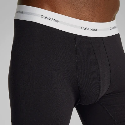 Image of Calvin Klein Men’s 3 Pack Boxer Briefs with Logo Waistband, Black (Black, Black, Black), L