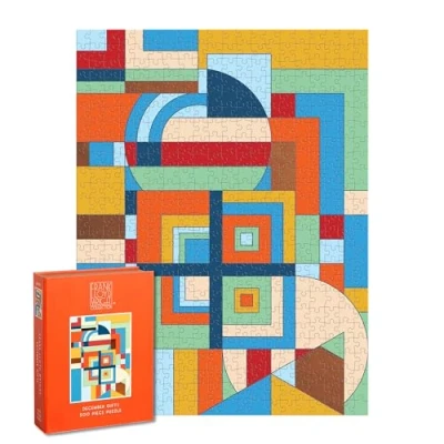 Image of Galison Frank Lloyd Wright December Gifts 500 Piece Book Box Puzzle Featuring Architectural Geometric Artwork Packaged in Magnetic Keepsake Sized