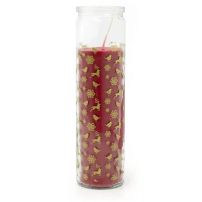 Image of Red Christmas Advent Candle Pillar in Glass Jar Traditional Countdown to with Numbers Festive 21cm