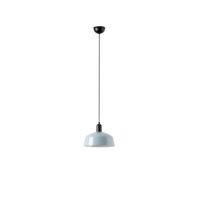 Image of Tatawin Medium Dome Pendant Ceiling Light Black, Gloss Grayish Blue 1x E27
