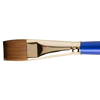 Image of Daler Rowney Sapphire Watercolour Brush, Sable &amp; Synthetic Blend, Short Handle, Flat Wash, 3/4in