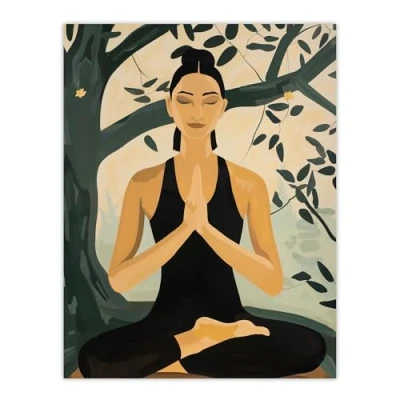 Image of Artery8 Woman in Yoga Pose Zen Meditation Painting Living Room Extra Large XL Wall Art Poster Print