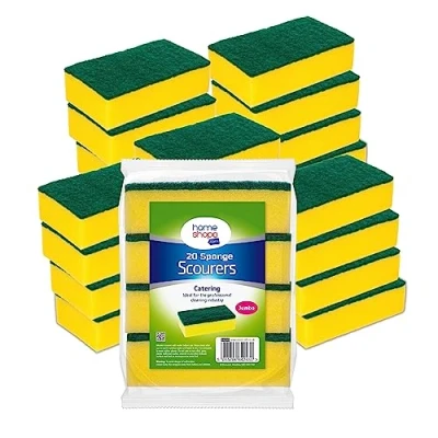 Image of HOMESHOPA Heavy Duty Scrub Sponges, Catering Sponges Scourers, Non Scratch Washing Up Scrubbing Dual Sided Dishwashing Cleaning Scourer, Reusable Pads for Kitchen Bathroom Pots Pans (20 Pack)