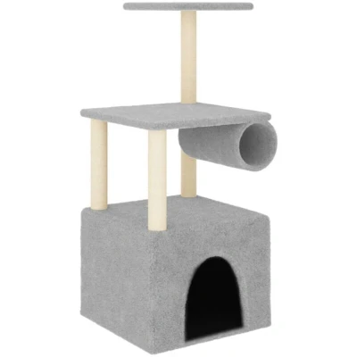 Image of vidaXL Cat Tree with Sisal Scratching Posts Light Grey 109.5 cm
