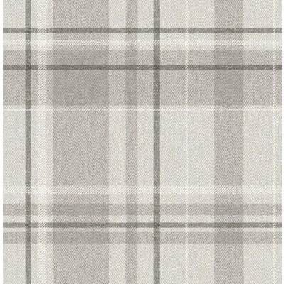 Image of CROWN M1871 Harris Check Luxury Textured Wallpaper, Soft Grey