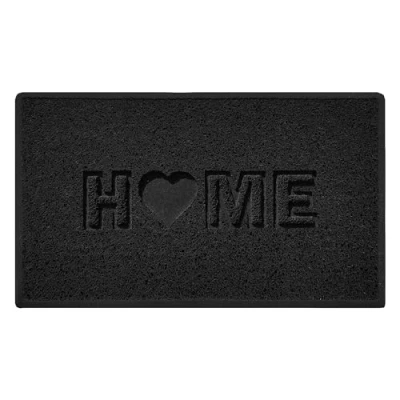 Image of Nicoman LOVE at HOME Doormat 75x445cm Elegant Black｜Heavy Duty Non Slip｜Indoor/Outdoor｜Entrance Barrier Dirt Trapper Floor Mat｜Home Patio Garden Conservatory Door Heart