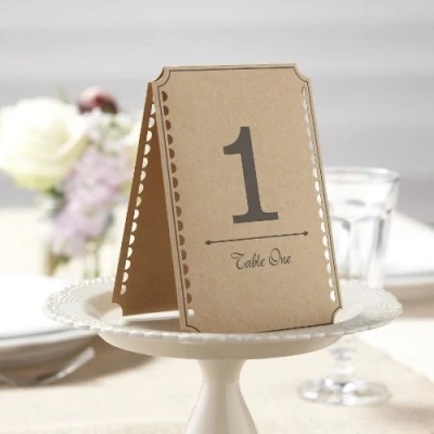 Image of Ginger Ray Brown Kraft Wedding Party Table Numbers 1 12 Vintage Affair, Paper,10.5 *15.5 cm