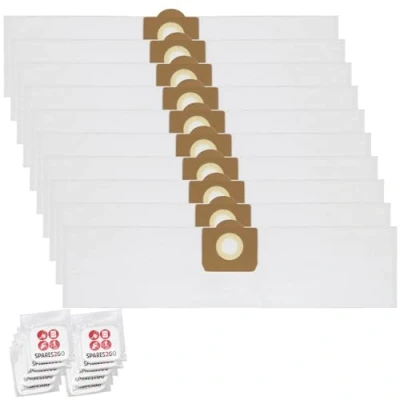 Image of SPARES2GO Microfibre Bags compatible with V TUF Mini M Class Extractor Vacuum VTUF MINIHSV Dust Buddy Bag (Pack of 10 + Fresheners)