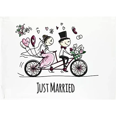 Image of Half a Donkey Just Married Large Cotton Tea Towel