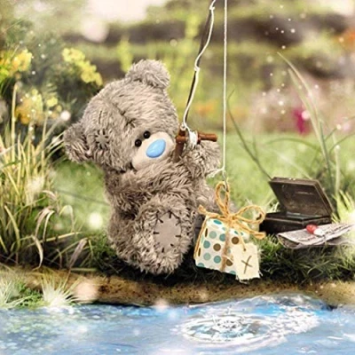 Image of Me to You Tatty Teddy 3D Holographic Card Bear Fishing for Gift