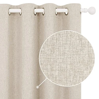 Image of Deconovo Super Soft Total Blackout Curtains Eyelet Thermal Insulated for Bedroom Taupe W52 x L72 Inch One Pair