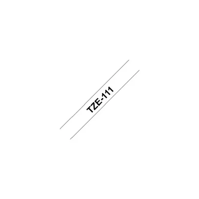 Image of Brother TZe 111 Labelling Tape Cassette, 6 Mm (W) X 8 M (L), Laminated, Genuine Supplies Black On Clear