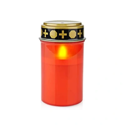 Image of Ex Pro LED Grave Candle Light with Realistic Flickering Flame Effect, Battery Powered, Indoor/Outdoor Water Resistant, 6 Hours On / 18 Off Timer Function Red