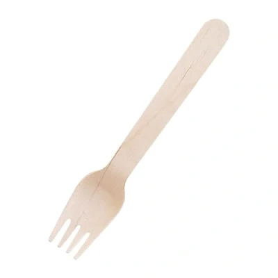 Image of Fiesta Compostable Disposable Wooden Forks (Pack of 100), 155 mm / 6 inch, FSC Certified Betula Wood, Biodegradable, Plastic Free, Utensils for Party Food up to 100C, Sustainable Cutlery, CD903