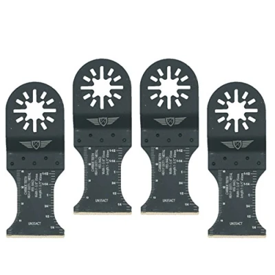 Image of 4 x TopsTools UN35ACT_4 Tungsten Carbide Heavy Metal Blades Compatible with Bosch Fein (Non StarLock) Makita Milwaukee Einhell Ergotools Hitachi Parkside Ryobi Worx Workzone Multitool Accessories