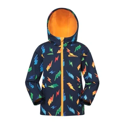 Image of Mountain Warehouse Exodus Kids Softshell Jacket Breathable, Wind &amp; Water Resistant, Fleece Lined Coat For Boys Girls Autumn, Winter, Hiking Outdoors Bright Yellow Size 9 10 Years