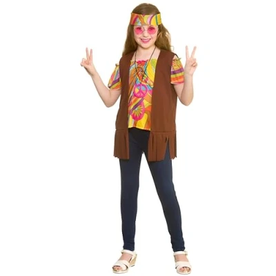 Image of Wicked Costumes Girls Cool Hippie Fancy Dress Costume Medium (5 7 Years)