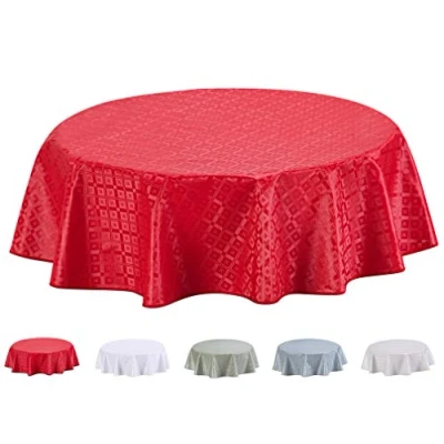 Image of Home Direct Round Embossed Oilcloth PVC Wipe Clean Tablecloth Table Cover 155cm 61&quot; Red