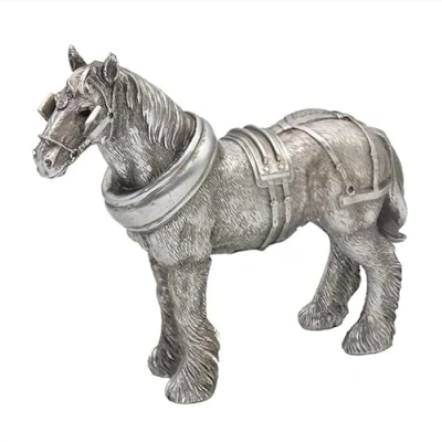 Image of The Leonardo Collection LP48921 Reflections Silver Shire Horse Ornament Figure, Boxed