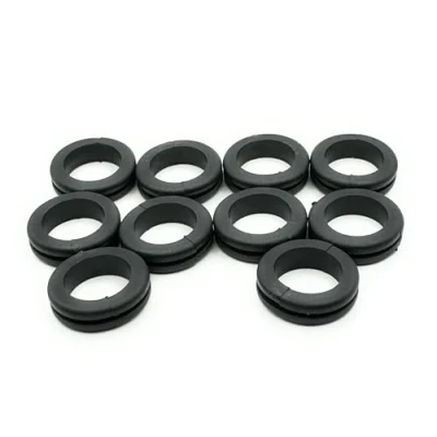 Image of 10 x PVC Electrical Wiring Black Back Box Grommets Open 20mm