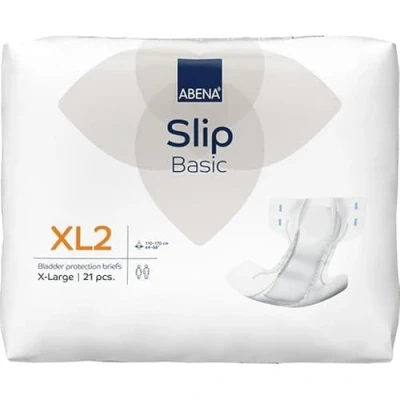 Image of ABENA Slip Basic XL2 Pack of 21 Incontinence Pads Women &amp; Men with an Absorbency 3300ML Fast Absorbing Adult Nappies a Odour Control System. Hip Size 110 170cm.