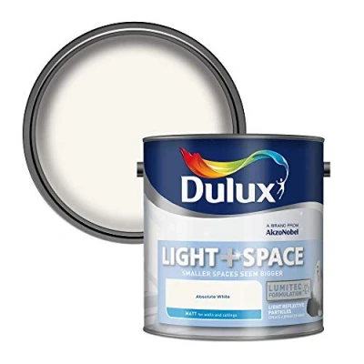 Image of Dulux Light And Space Matt Emulsion Paint For Walls Ceilings Absolute White 2.5 Litres