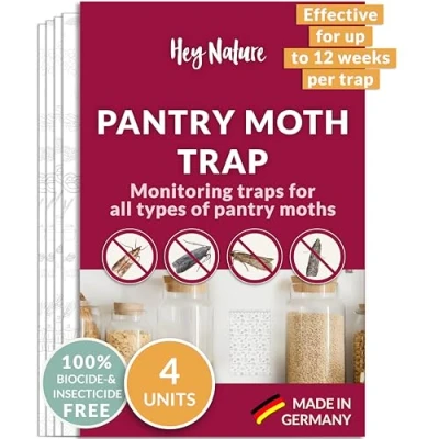 Image of Hey Nature Pantry Moth Traps, 4 Pieces, Food Trap, Non toxic Catcher With No Insecticides, Pheromone Traps Maximum Effect to Identify Infestation, Monitoring Trap Against Moths