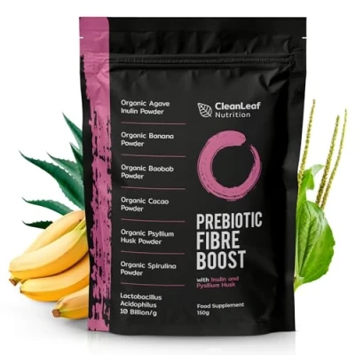 Image of CleanLeaf Nutrition Prebiotic Fibre Boost High Fiber Supplement with Psyllium Husk Powder and Organic Inulin Soluble for Gut Health