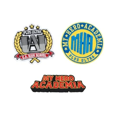 Image of Grupo Erik Set of 3 Patches My Hero Academia Iron On Patches, Sew Embroidery Applique for Clothing, Backpacks Manga