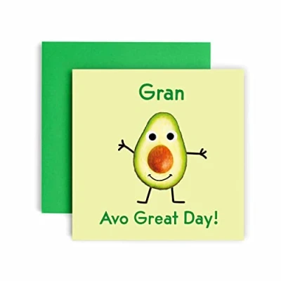 Image of Huxters Birthday Cards for Women Avocado Gra Happy Card Gran with Lovely Pink Envelope Funny (Gran)