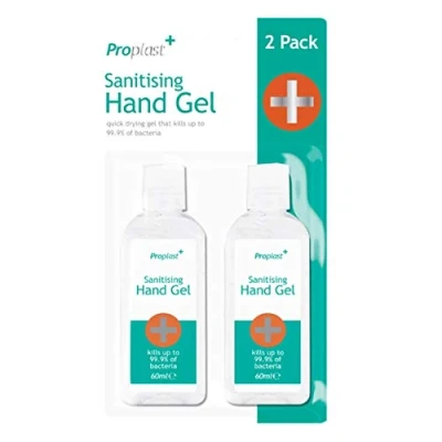 Image of Pack Of 2 60ml Sanitising Hand Gel Kills Bacteria Germs Clean Hands On The Move