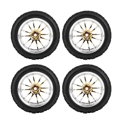 Image of Kuuleyn Replacement Tires, 4pcs/set Racing Off road Vehicle Tire Rubber Tyre Wheel Rim for Hsp Redcat Exceed Rc Traxxas Tamiya Hpi 1/10 Car(Gold)