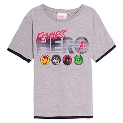Image of Marvel Boys Avengers T Shirt Kids Cotton Summer Short Sleeved Top Superhero Tee Grey 8 Years