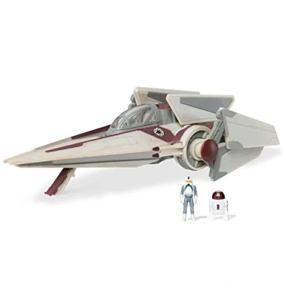 Image of Star Wars Micro Galaxy Squadron V Wing Starfighter 3 Inch Light Armor Class Vehicle with Two 1 Figure Accessories