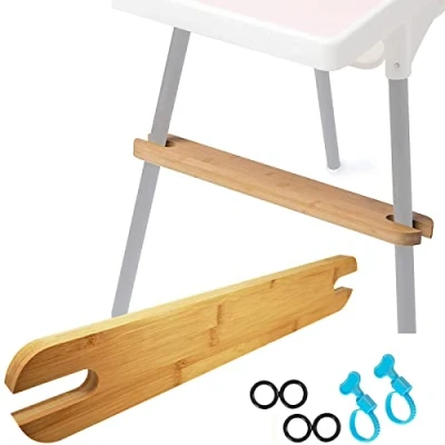 Image of High Chair Footrest, Natural Bamboo Wooden Footrest Compatible with IKEA Antilop Chairs Accessories, Adjustable HighChair Foot Rest
