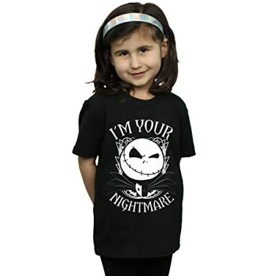 Image of Disney Girls Nightmare Before Christmas T Shirt Black 12 13 Years