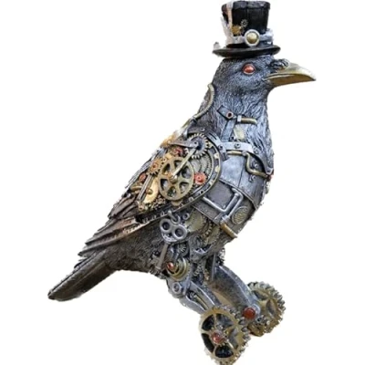 Image of Venture Vehicles Ltd Mechanical Cog Steampunk Themed Quirky Detailed Crow Resin Ornament