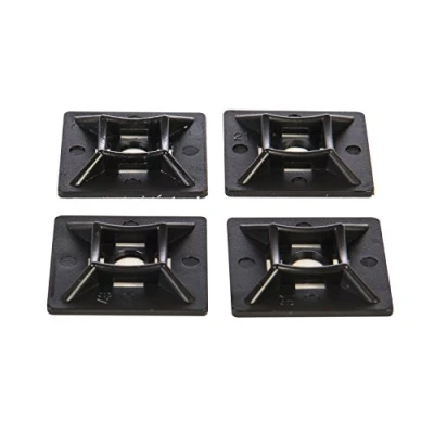 Image of 100 Pack of Black Cable Tie Bases 28mm x Premium Adhesive Fixing Mounts by Gocableties
