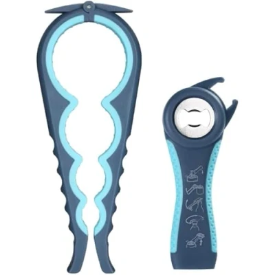Image of Otstar Latest Jar Opener, 5 in 1 Multi Function Bottle Opener Ring Pull Can Kit for Weak Hands, Elderly, Arthritis Sufferers (Blue)