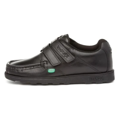 Image of Kickers Fragma Boys Leather Black Shoe Size 2 UK