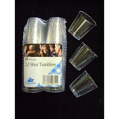 Image of Essential Housewares Set of 40 x Clear Disposable Plastic Shot Glasses