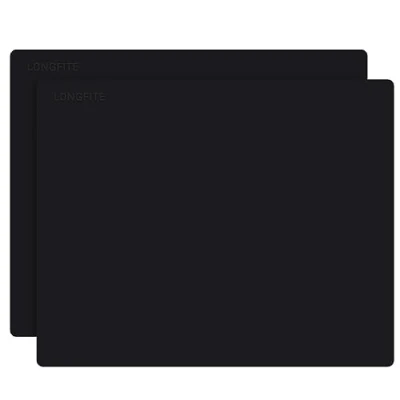 Image of Large Placemats Silicone Table Mats for Kids Baby 50 * 40cm 2 Pack Reusable Non Slip Heat Resistant Dinner Desk Counter Top Protector Liner Place (Black)