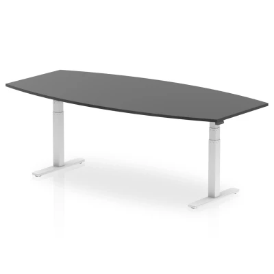 Image of High Gloss 2400mm Writable Boardroom Table Black Top White Leg