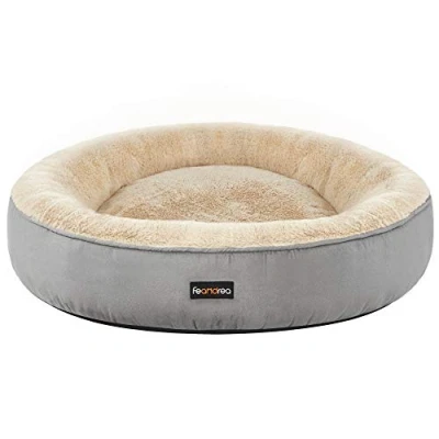 Image of Feandrea Dog Bed, Doughnut Cat Round, 70 cm Dia., Light Grey PGW070G01