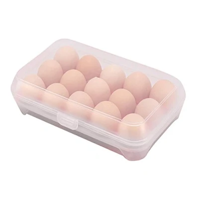 Image of Gemini_mall® Kitchen Plastic Egg Holder Trays, 15 Eggs Storage Box,Non Slip Carrier Container for Refrigerator (Clear Holds Eggs)