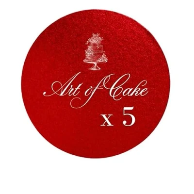 Image of Art of cake® Red Round Cake Drum Boards 8 in 203mm x 13mm (Pack 5)