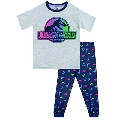 Image of Jurassic World Pyjamas Girls Dinosaur Pyjama Set Short Sleeved Multicolour 7 8 Years