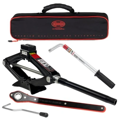 Image of Heyner Germany Scissor Lift Jack Speed Ratchet Wheel Master L Wrench Tyre Change Kit (1 Ton + Wrench)
