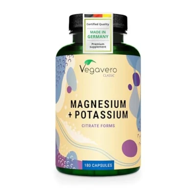 Image of Vegavero Magnesium + Potassium High Strength and Citrate 180 Vegan Capsules Electrolytes for Hydration &amp; Recovery