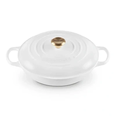Image of Le Creuset Signature White Cast Iron 30cm Shallow Casserole